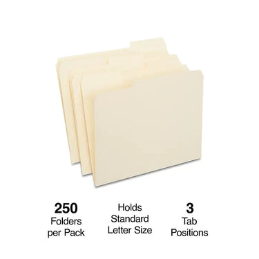 Staples File Folder, 1/3 Cut Tab, Letter Size, Manila, 250/Box (221689/TR56673)